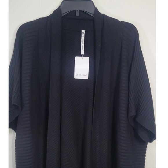 Leo and Nicole Kimono Womens X-Large Black Sweater Short Sleeved Kimono NWT - Picture 2 of 10
